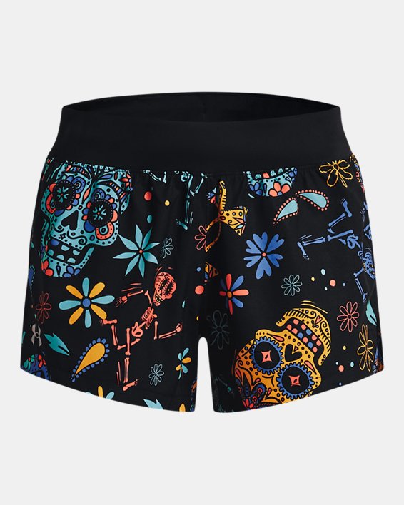 Women's UA Launch SW 3'' Day Of The Dead Shorts, Black, pdpMainDesktop image number 5